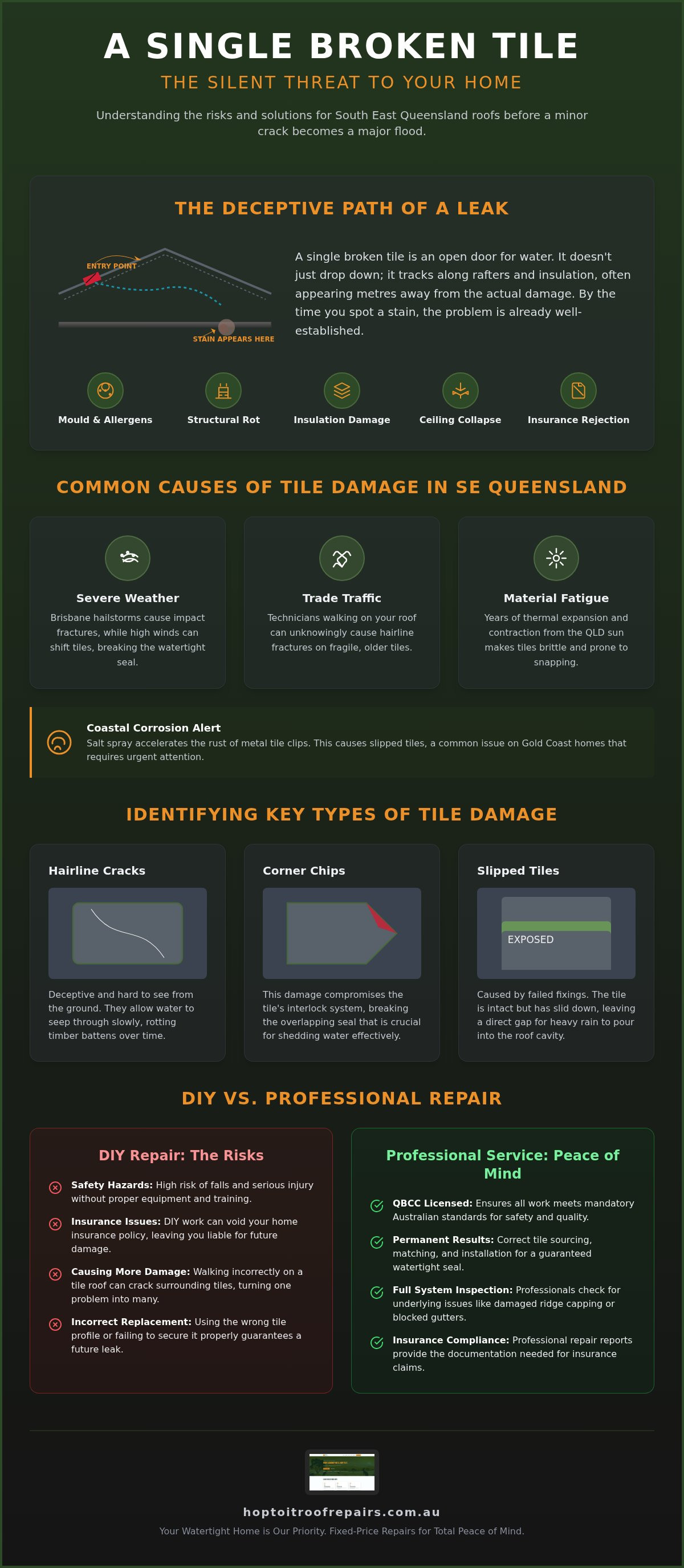 Broken Roof Tile Replacement: Guide for SE QLD Homeowners infographic