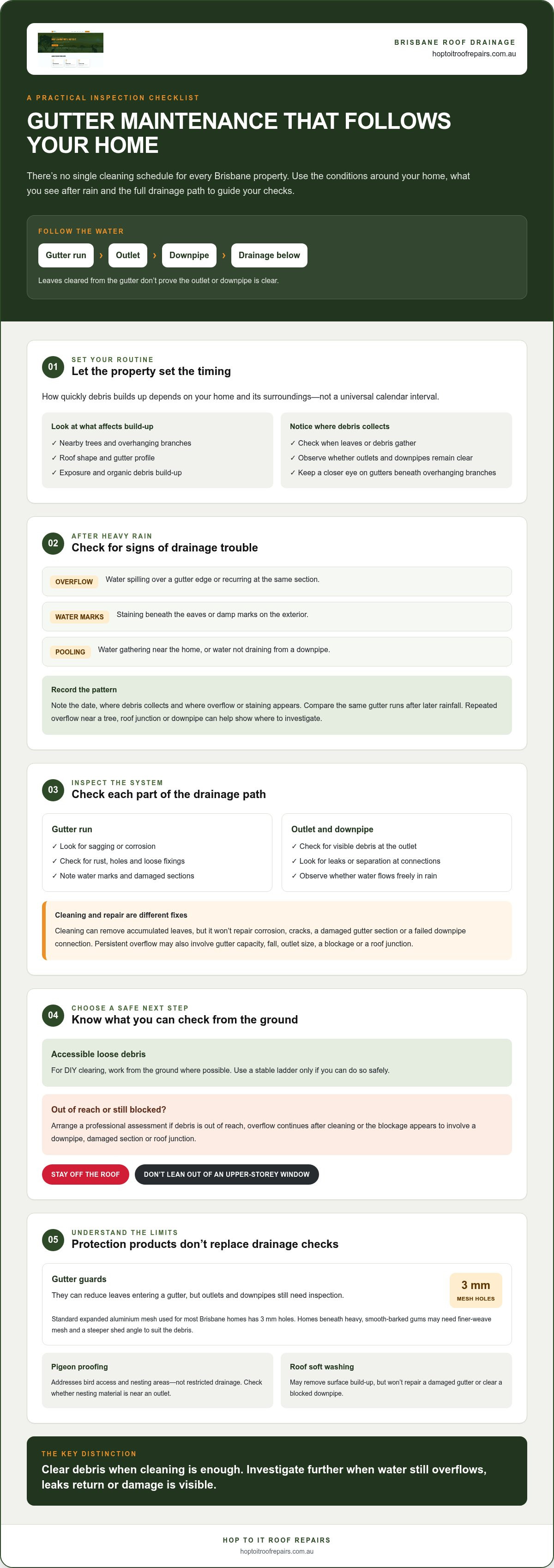 Blocked gutter services in Brisbane for home drainage infographic